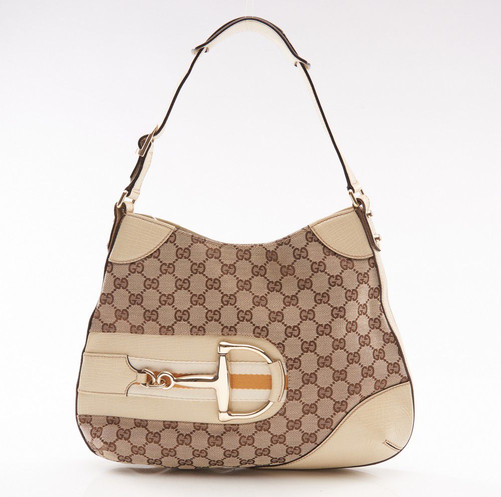 Gucci Horsebit Hobo Bag in Beige and Ivory Handbags & Purses