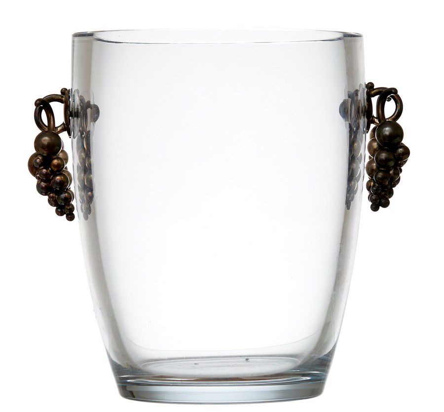 Art Deco Glass Ice Bucket with Silver Mounts Scandinavian Named