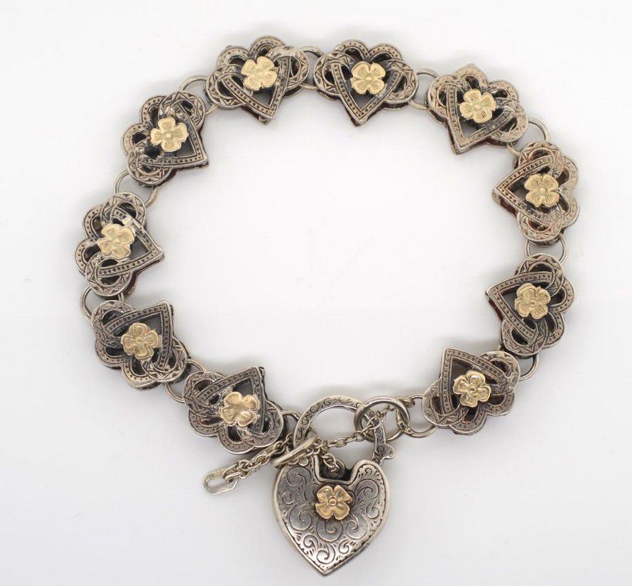 Engraved Australian Silver and Gold Heart Bracelet Bracelets/Bangles