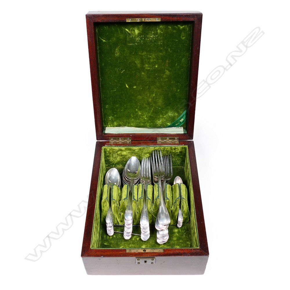 Birks Regency Silver Cutlery Set in Rosewood Box Flatware/Cutlery and