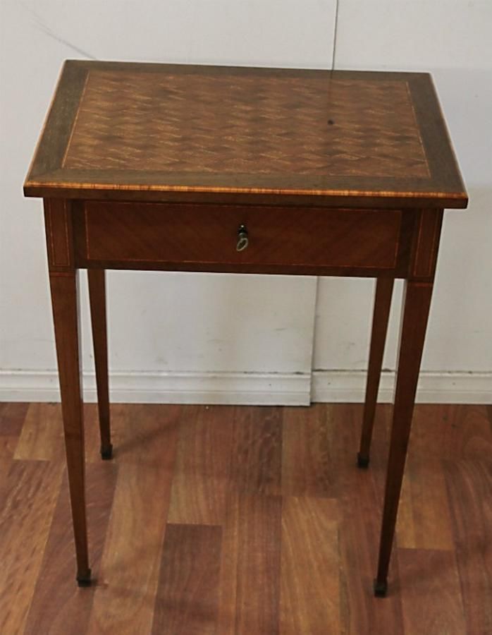 French Walnut Ladies Sewing Table on Tapered Legs Tables zOther