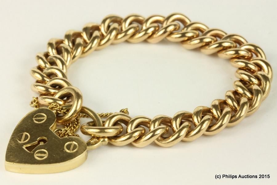 9ct Gold Curb Padlock Bracelet 72g, 18cm Length Bracelets/Bangles Jewellery