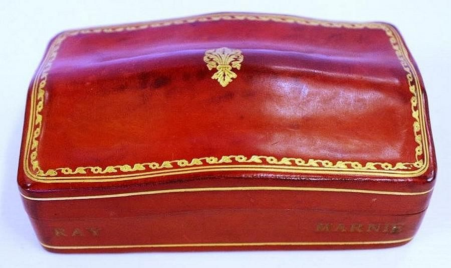 Red Leather Italian Jewelry Box with Florentine Decoration Boxes, Jewellery & Trinket (not