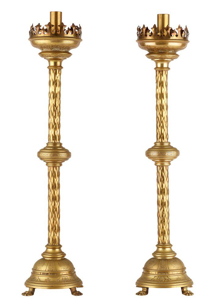 Brass Altar Candlesticks from Seton Estate Candelabra/Candlesticks