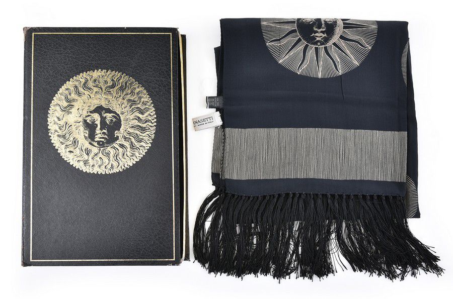 Fornasetti Celestial Silk Scarf with Fringe Shawls, Scarfs & Collars