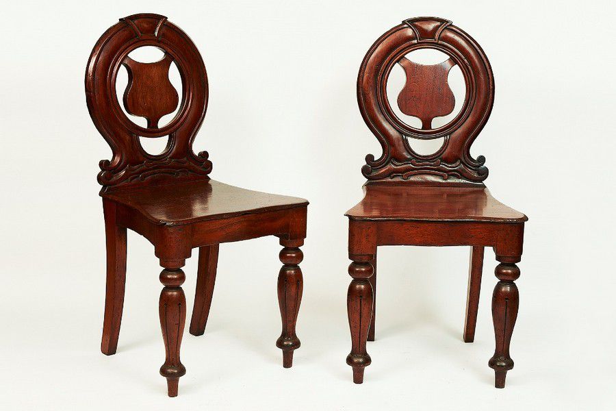 Pair of Colonial Cedar Hall Chairs, c.1850 Seating Singles/Pairs
