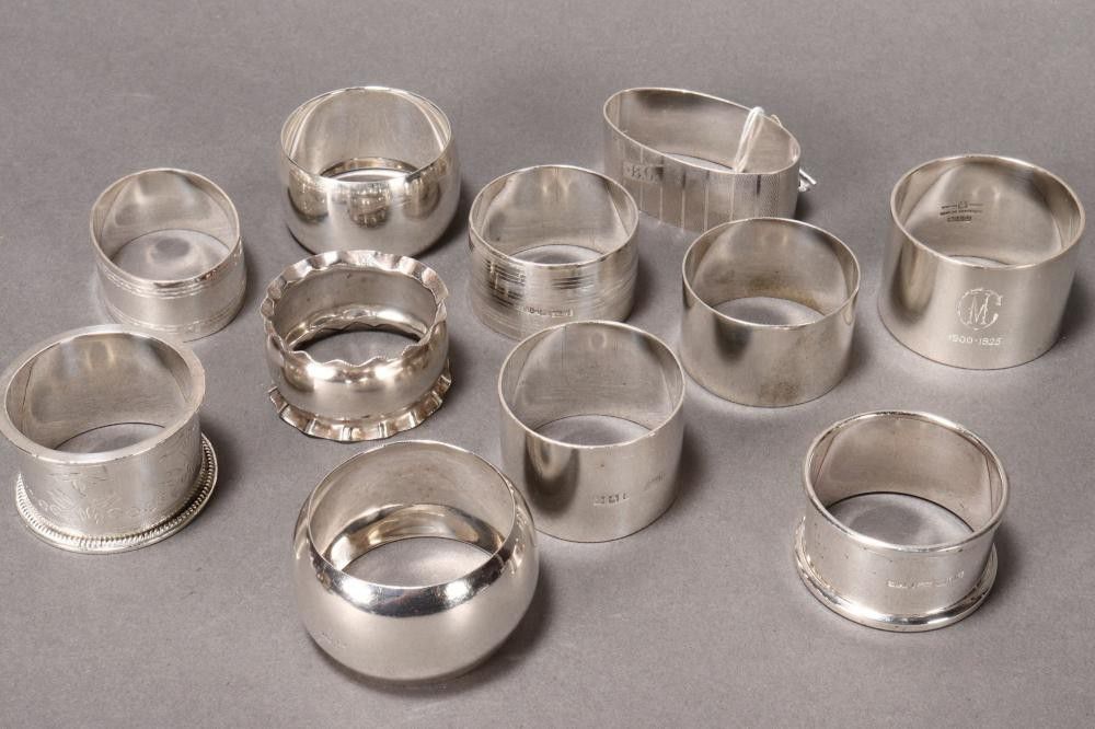 11 Sterling Silver Australian Napkin Rings 316g Total Weight Serviette Rings Silver