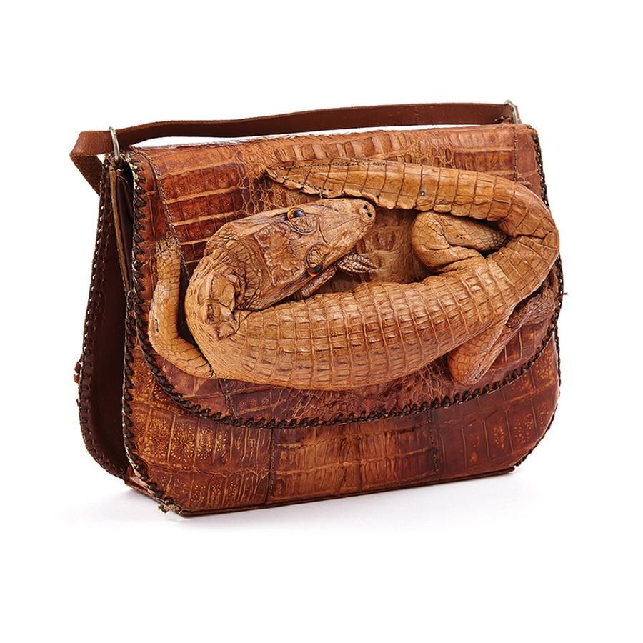 Vintage Crocodile Skin Handbag 27cm Length Handbags & Purses