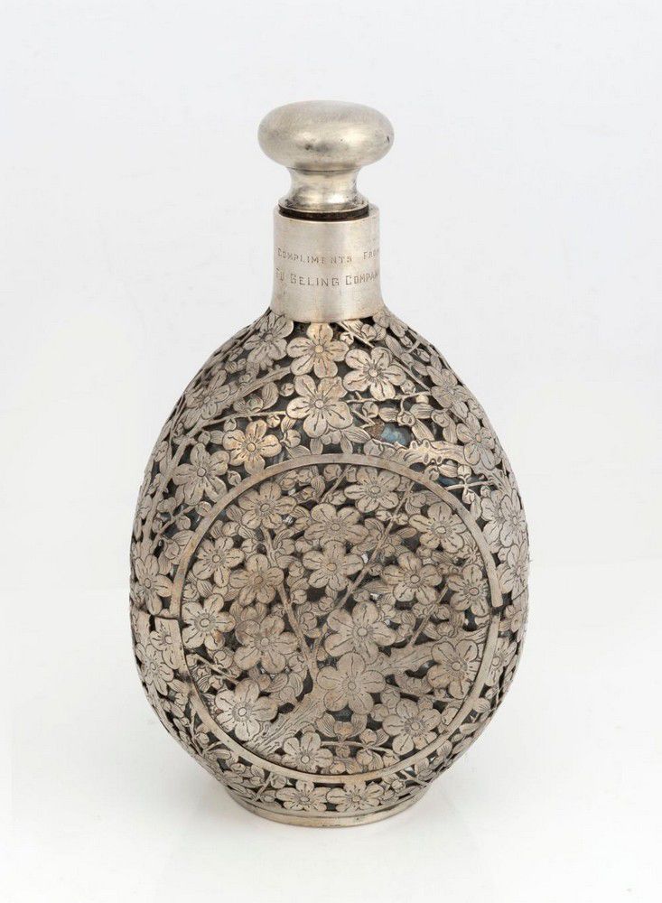 Chinese Silver Whisky Decanter, Early 20th Century Zother Oriental