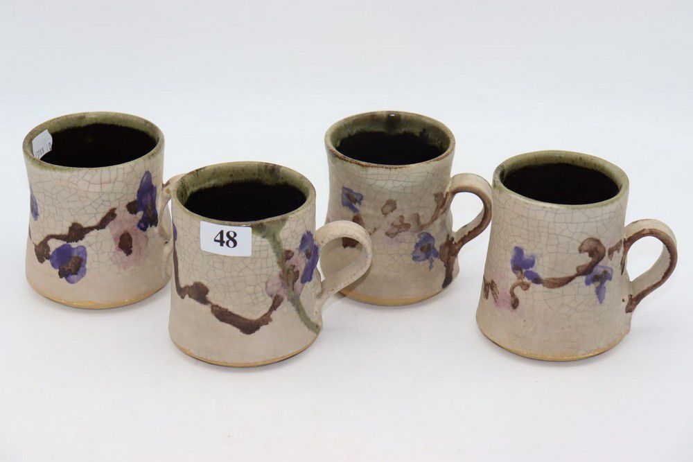 Floral Pottery Coffee Mugs by Milton Moon Moon, Milton Ceramics