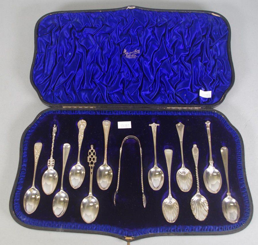 Sterling Silver Sugar Spoon Set with Tongs, 18891892 Flatware
