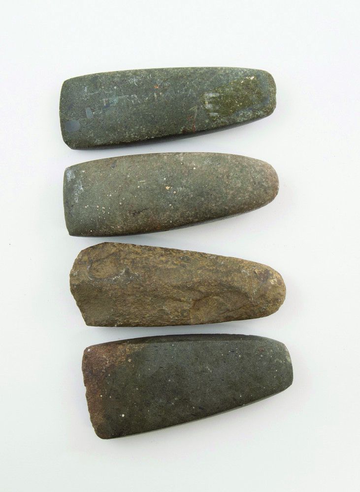 Set of Four Antique Tapering Toki New Zealand Maori Tribal