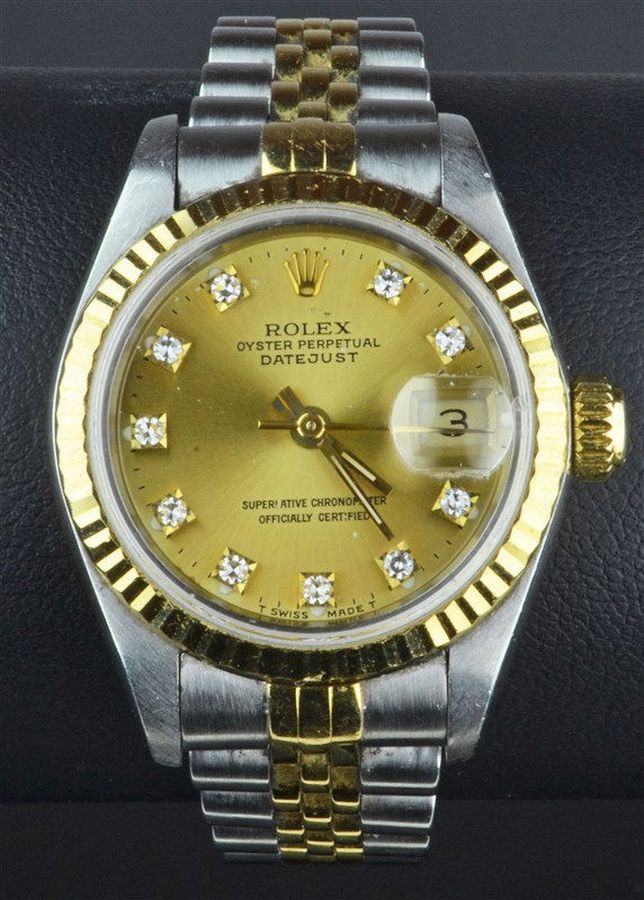 A Rolex Oyster Perpetual Datejust ladies diamond watch,… Watches