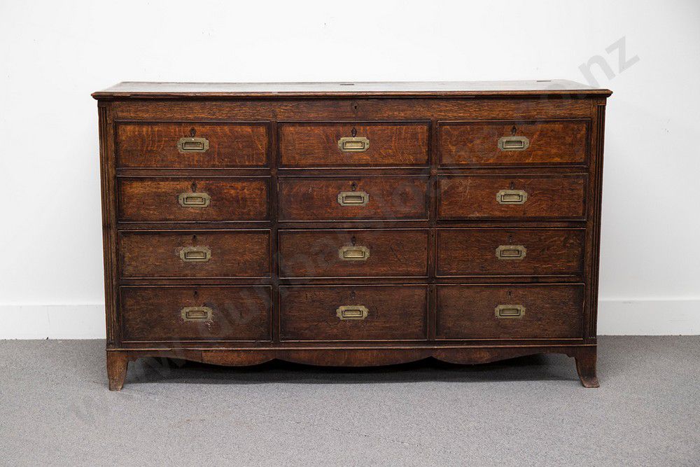 Oak Mule Chest with 12 Drawers Trunks & Chests Furniture