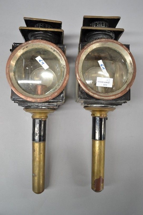 Antique French Carriage Lights Pair 50cm Long (2)