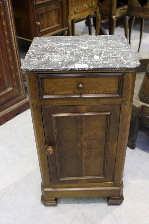 French Louis Philippe Marble Nightstand Antique Bedside