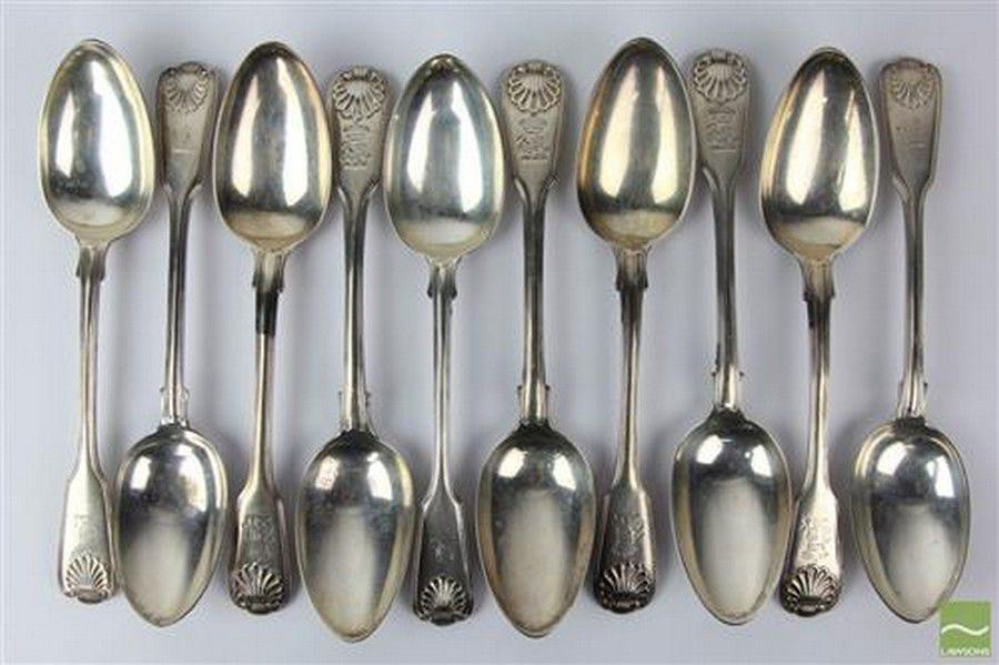 19th Century Sterling Silver Soup Spoons Set Flatware/Cutlery and