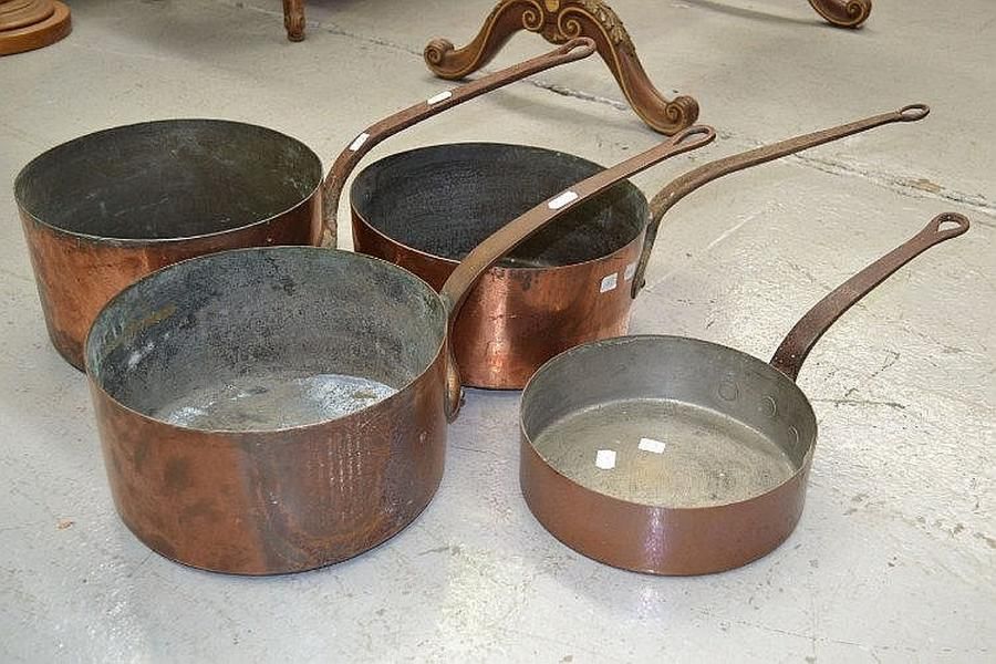 Antique French Copper Saucepans Copper Metalware