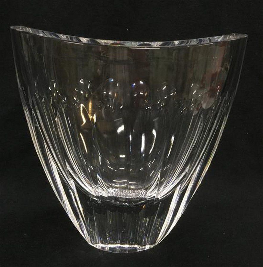 Orrefors Thumb Cut Elliptical Glass Vase Scandinavian Named