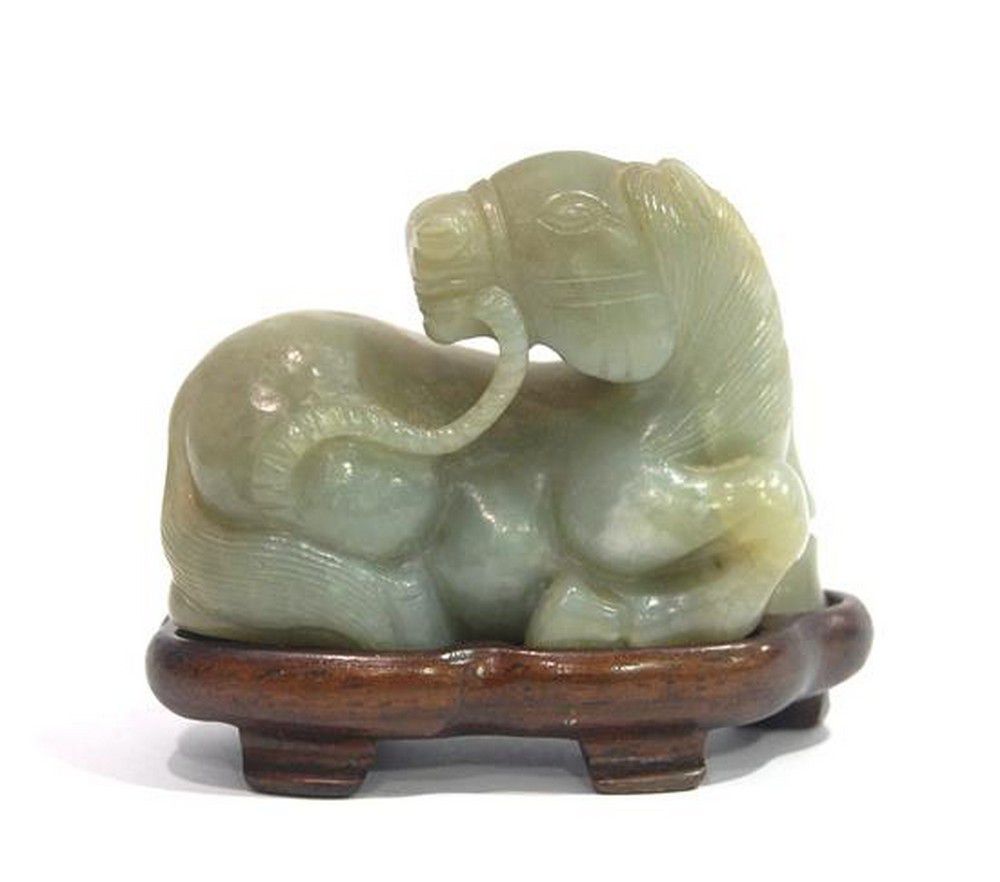 Green Jade Horse Carving, Qing Dynasty Jade Oriental