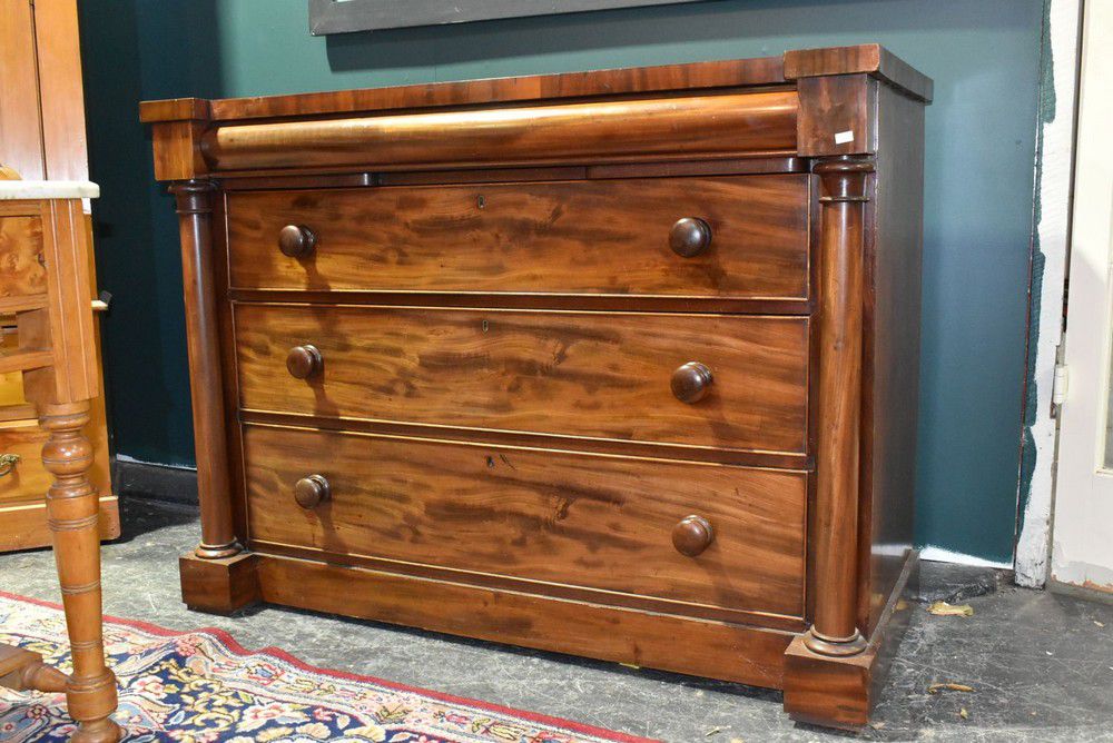 Mahogany Chest with Turned Columns Chests of Drawers Furniture