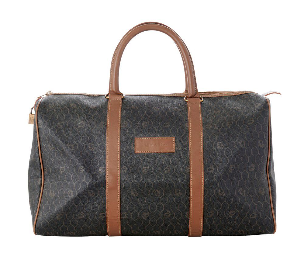 Vintage Christian Dior Duffel Bag with Leather Trim Handbags & Purses