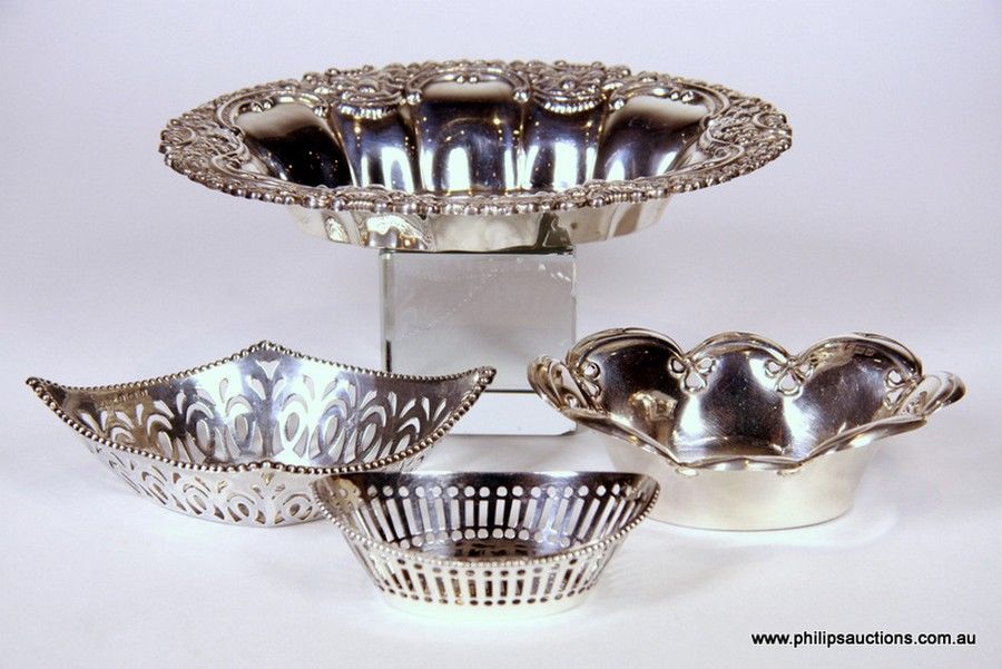 Sterling & Continental Decorative Dishes Set of 4 Bowls, Comports