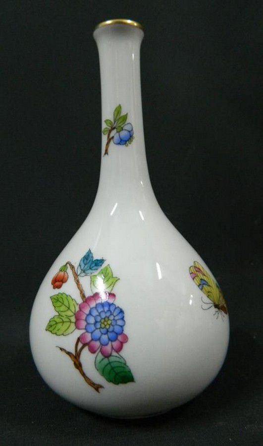 Flower & Bird Herend Porcelain Vase Zother 20th Century European