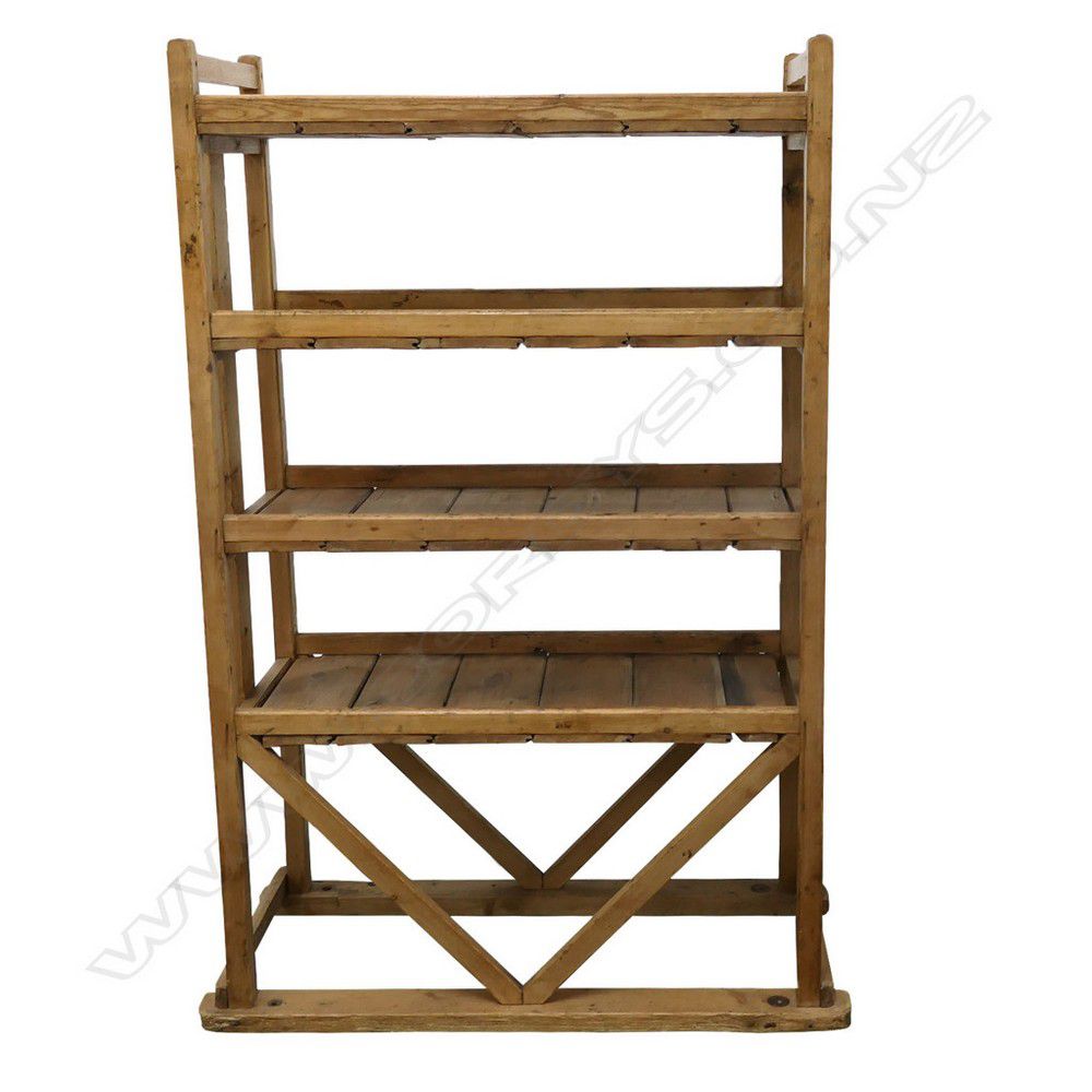 19th Century Pine Baker's Rack with Four Shelves Racks, Rails and