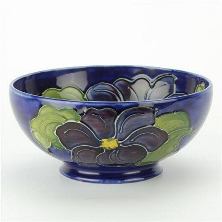 Moorcroft Clematis Bowl on Blue Ground Moorcroft Ceramics