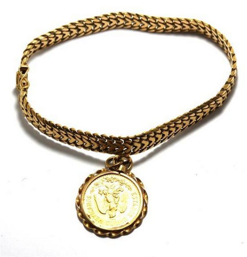 22ct Mexican Coin Charm Bracelet in 18ct Yellow Gold Bracelets