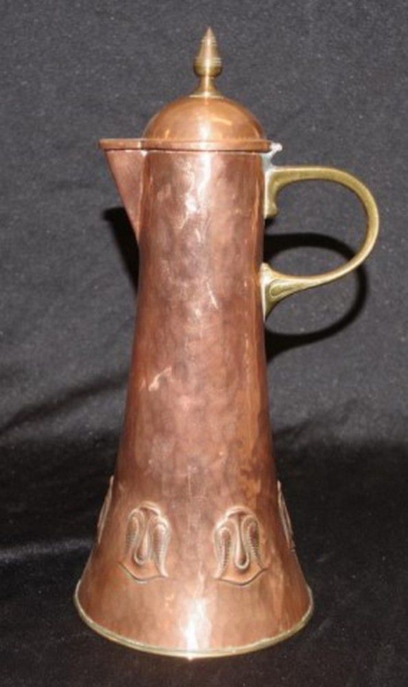 Embossed WMF Copper Coffee Pot, Marked 117, 28cm Height Copper Metalware