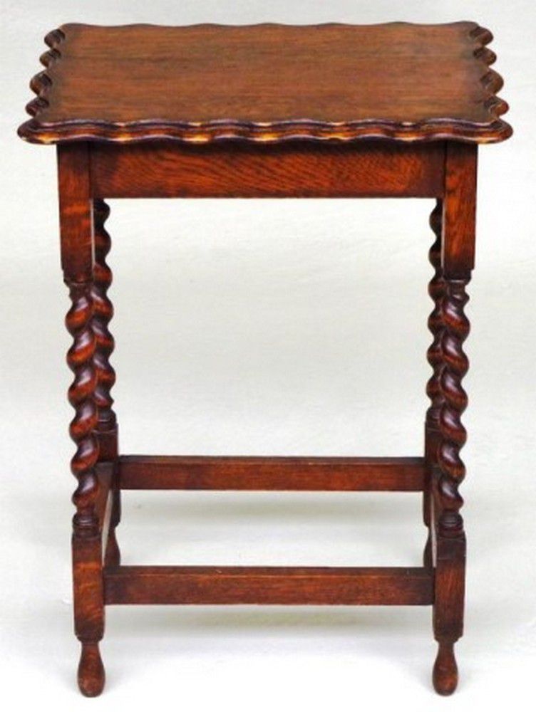 Antique Oak Side Table 72cm Tall Tables Side and Serving Furniture