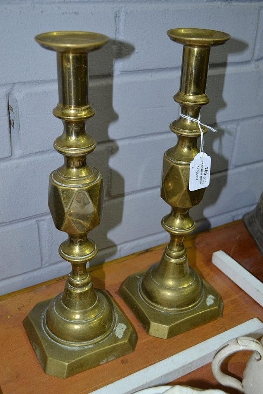 Vintage Brass Candlesticks Set 36cm Height (2) Candelabra