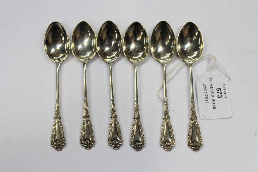 1909 Birmingham Antique Sterling Silver Tea Spoons (Set of 6