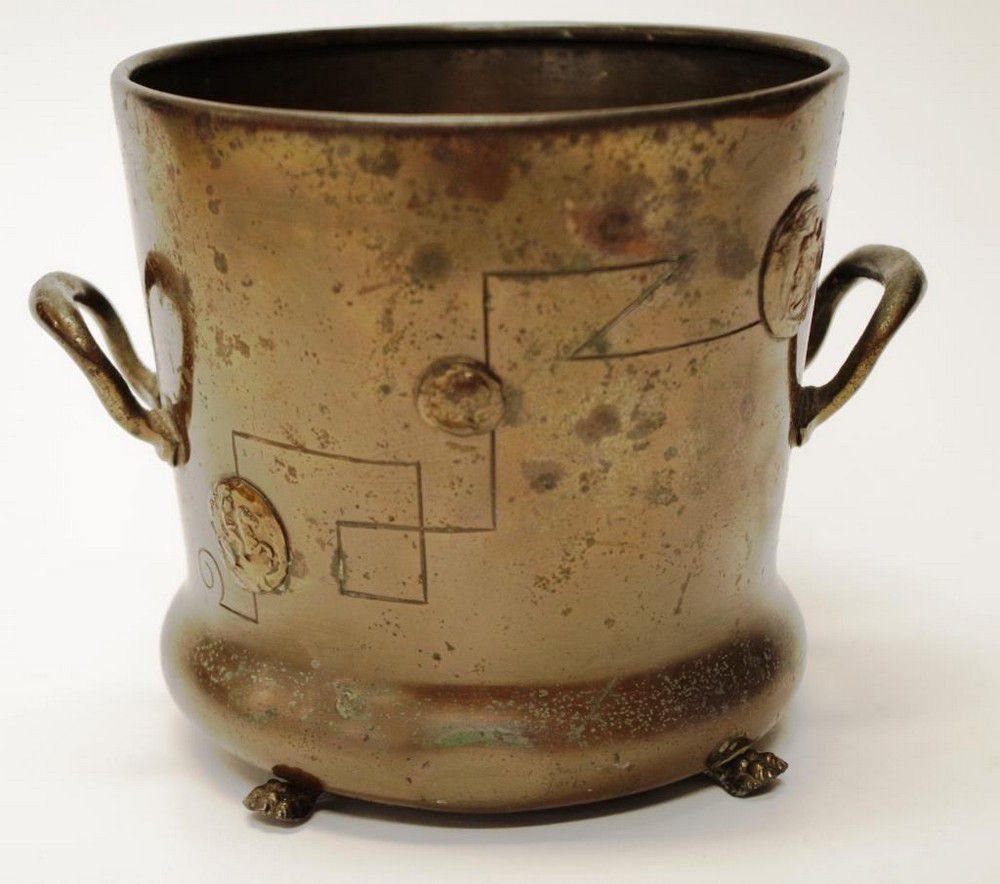 Benedict Curio Bronze Ice Bucket with Roman Coin Decoration