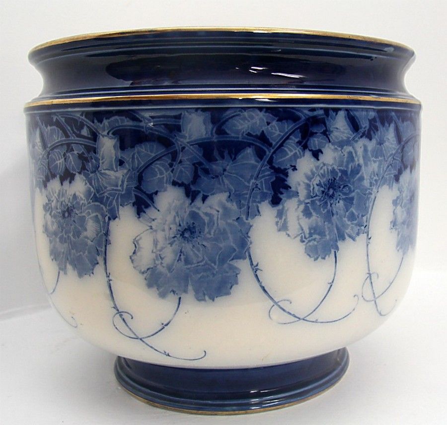 Blue Flowered Royal Doulton Jardiniere 32cm x 37cm Royal Doulton