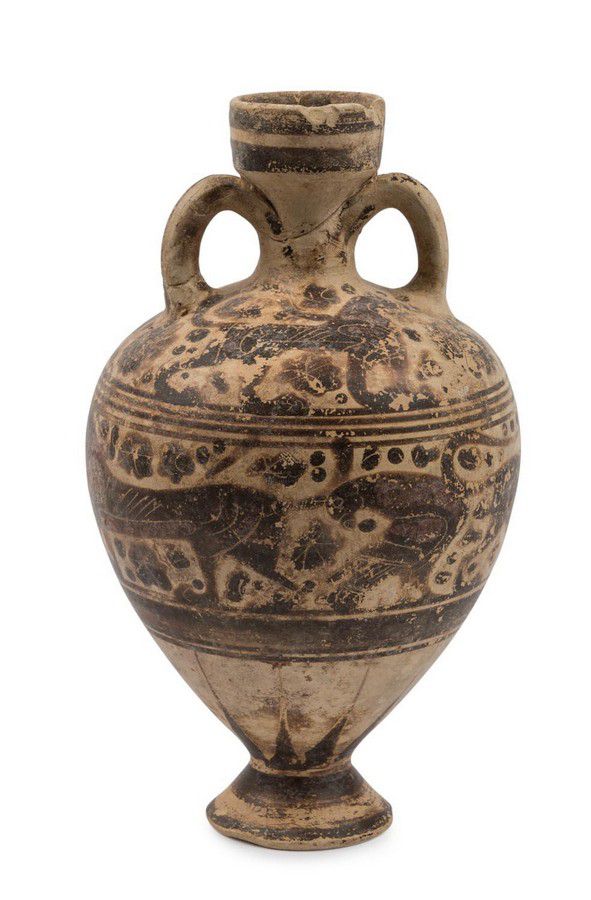 Corinthian BlackFigure Vase with Leopard, Antelope and Bird Greek