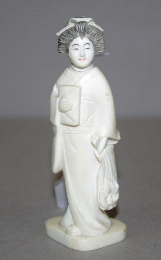Japanese Ivory Geisha Figurine, c1920 Ivory Oriental