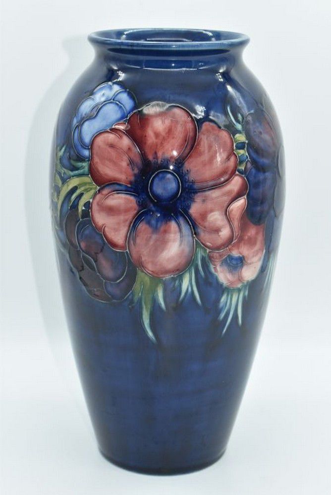Moorcroft Anemone Vase, Signed, 26cm High Moorcroft Ceramics