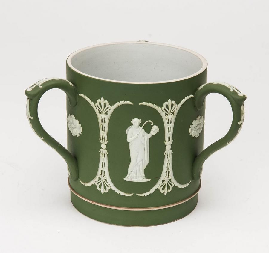 A Wedgwood jasperWare three handled tig or mug, English, 19th