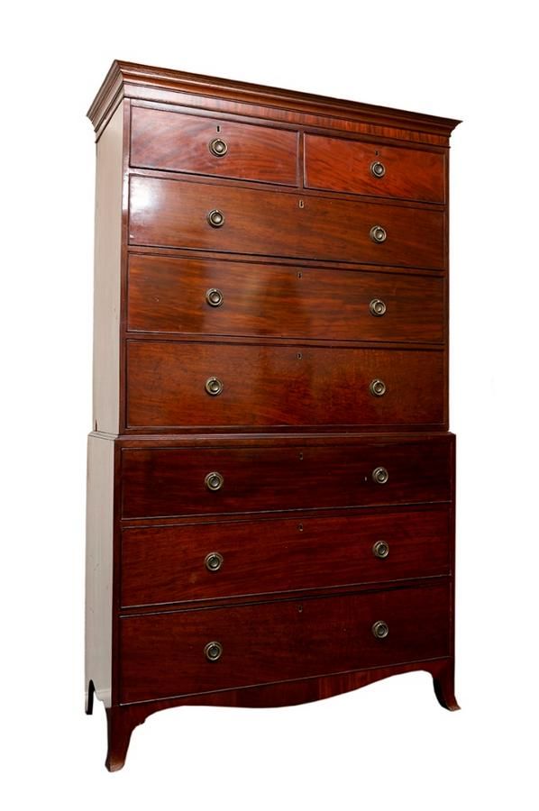 Mahogany Chest on Chest with Graduated Drawers Chests of Drawers Furniture