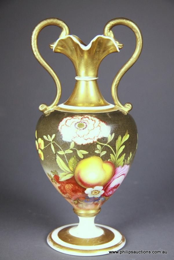 Minton Vase with Summer Bloom Decoration Minton Ceramics