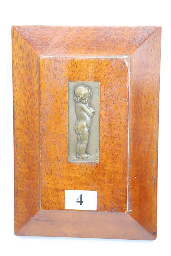 Neoclassical Bronze Wall Plaque of "Le Petite Enfant" Zother Art