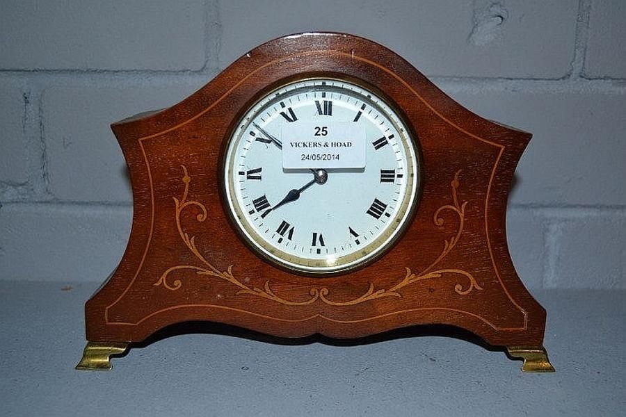 Inlaid English Mantle Clock with Domed Top 10cm Clocks Mantle and