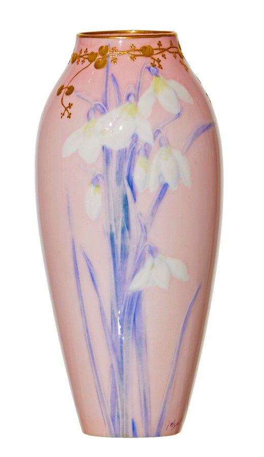Royal Doulton Pink Floral Vase with Gilt Sprays Royal Doulton Ceramics