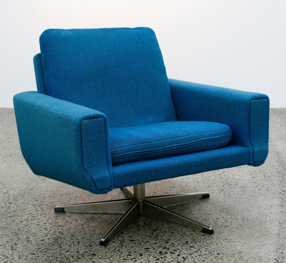 Turquoise Swivel Lounge Chair Retro 1960s Design Zother Furniture