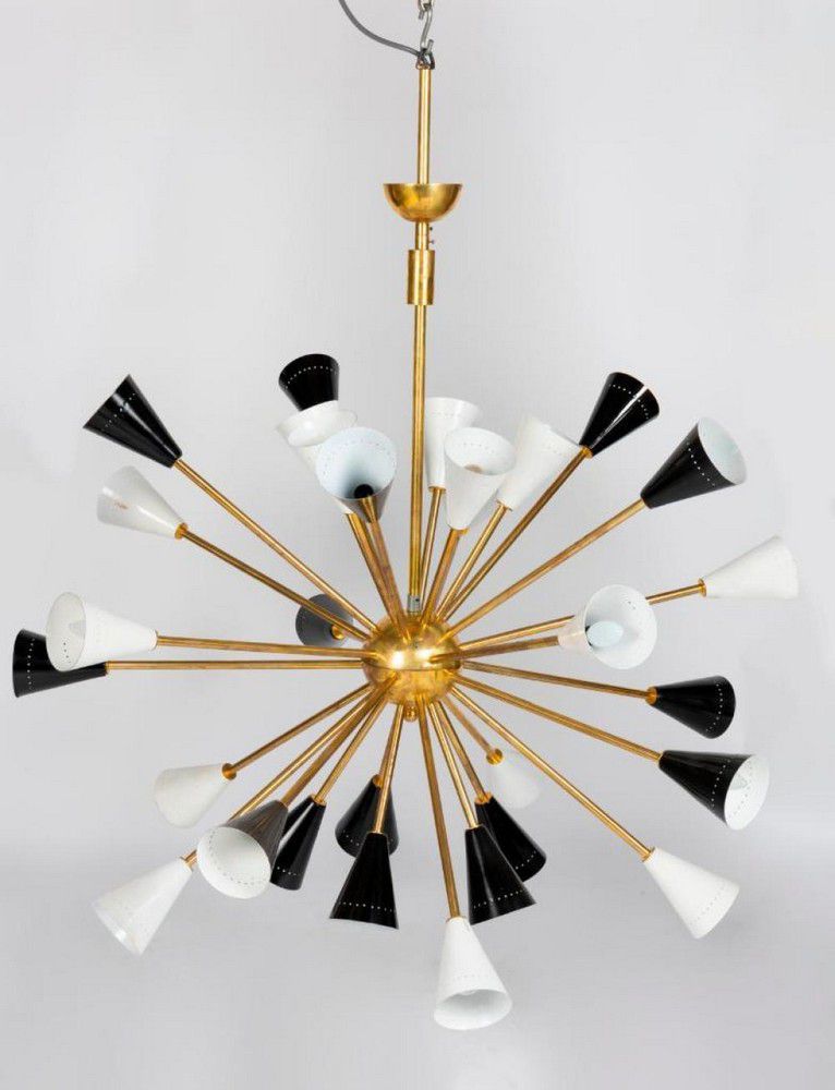 1960's Brass Sputnik Pendant Light 120cm Diameter Ceiling and