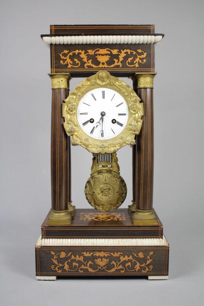 Napoleon III Portico Mantle Clock with Key and Pendulum Clocks
