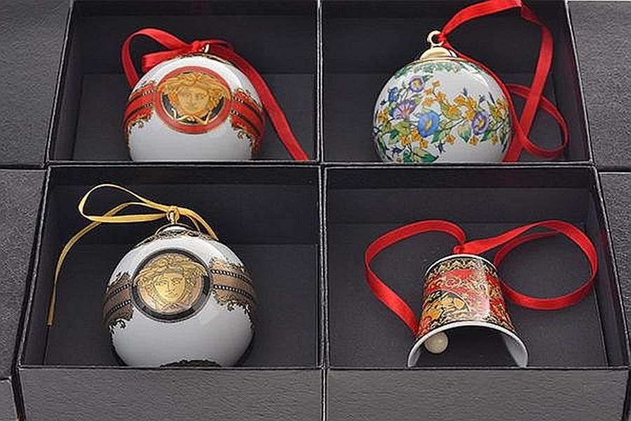 Versace Christmas Ornaments A set of four Christmas porcelain decorations by Versace,… Rosenthal